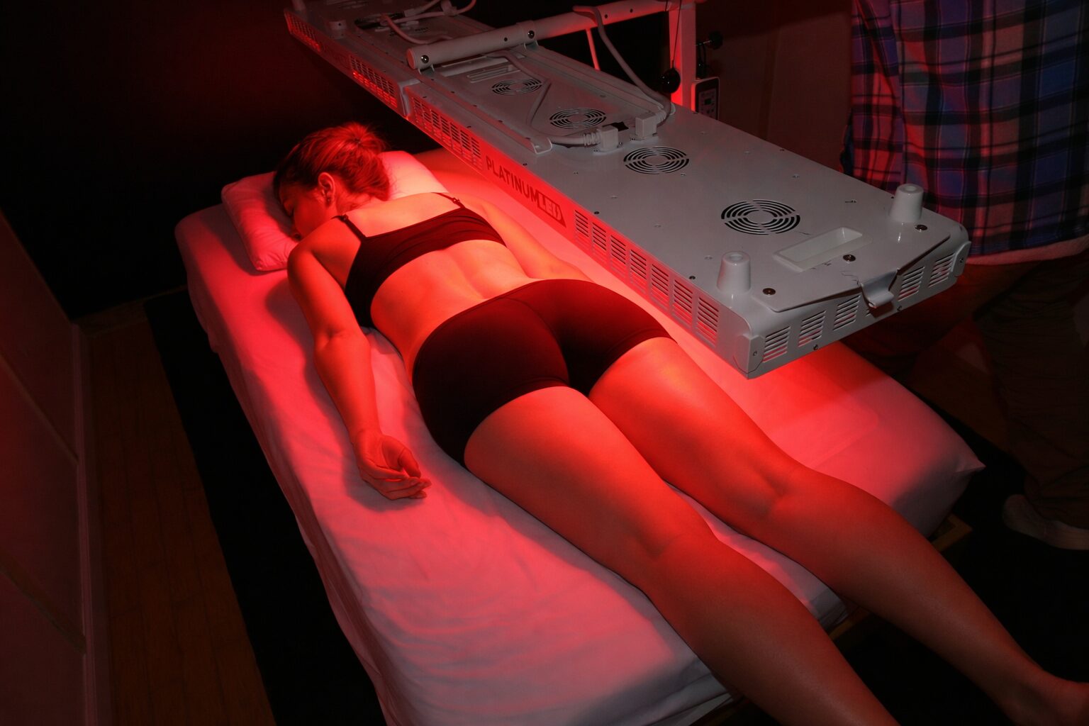 Full body red and near-infrared light therapy panel at Asclepius Healing Center